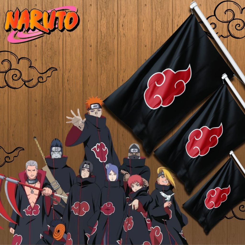 AKATSUKI FLAG/ NARUTO ANIME FLAG/ AKATSUKI/ สามารถปรับแต่งได้