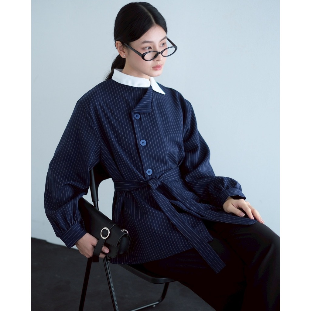 KEMEJA Myrubylicious DAMOUR STRIPE SHIRT CODE 25374 | เสื้อลายทาง SEMIWOOL | เสื้อเชิ้ตผู้หญิง SEMIFORMAL
