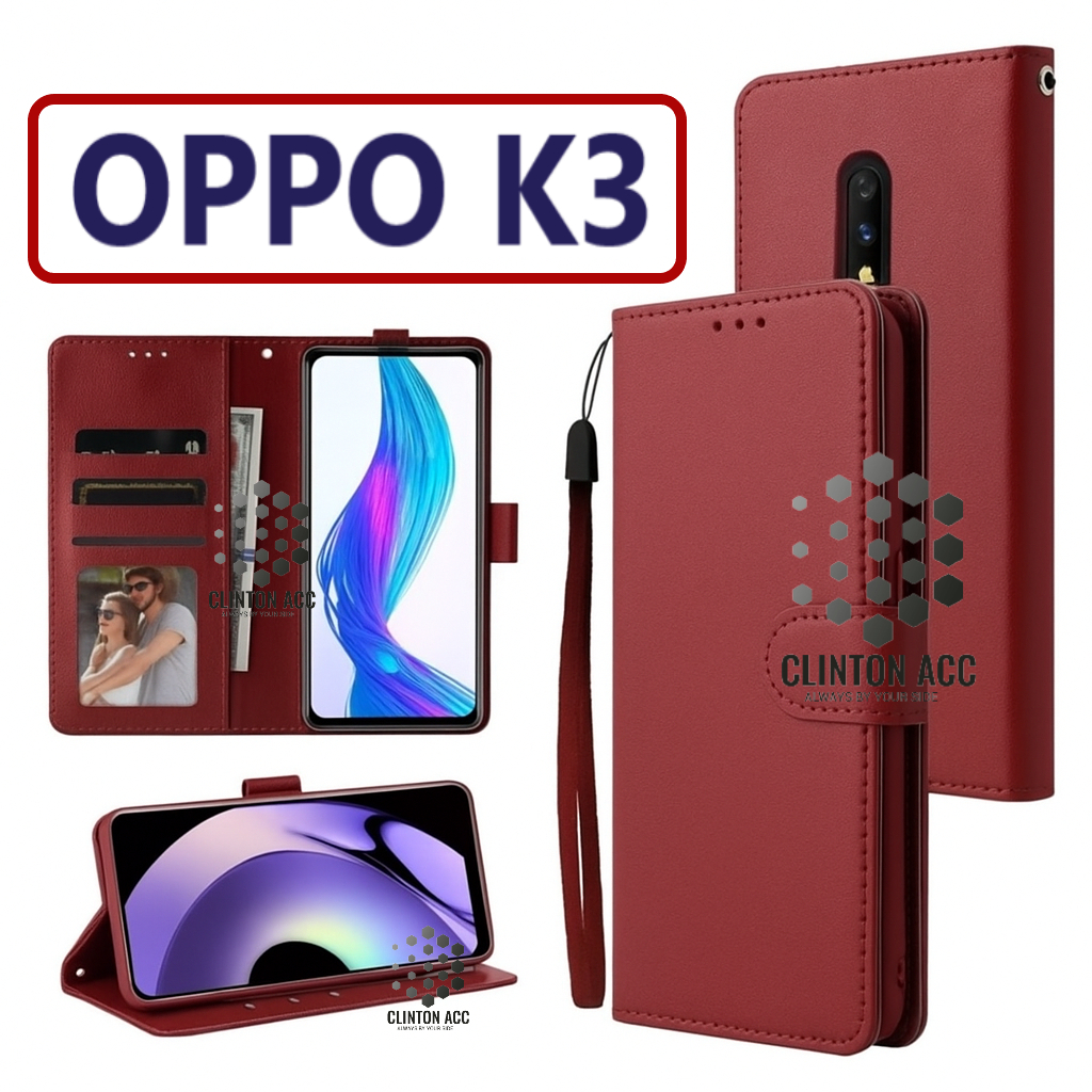 CASE HP OPPO K3 FLIP WALLET LEATHER WALLET LEATHER SOFTCASE PREMIUM FLIP COVER SARUNG OPEN CLOSED FL