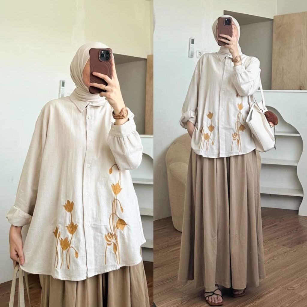 CHIVA BLOUSE EMBROIDERED RAYON TWILL