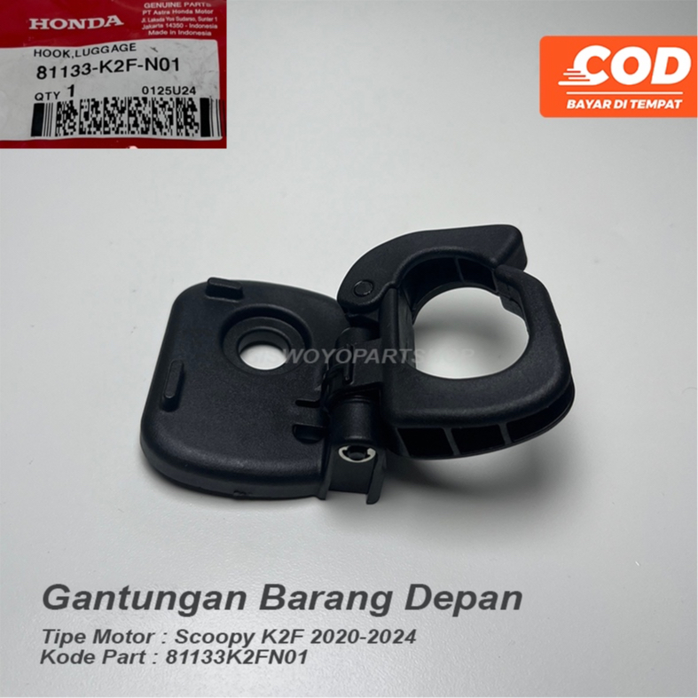 GANTUNGAN Hook กระเป๋าเดินทางด้านหน้าไม้แขวนเสื้อ Honda Scoopy 2020-2024 Original Ahm 81133K2FN01
