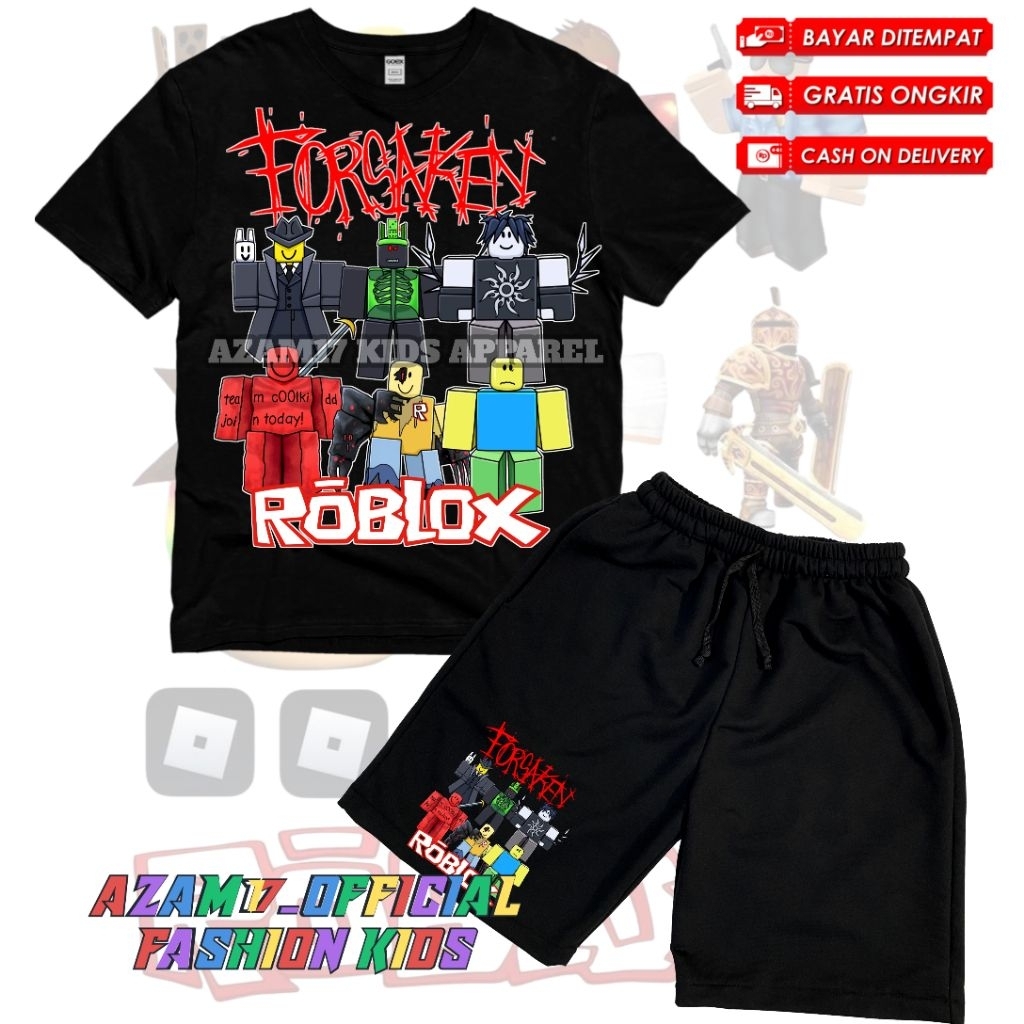 Roblox Forsaken Kids เสื้อยืดและกางเกงขาสั้น Set All Character Free Name / Kids Boardshorts Set Game Forsaken Roblox Coolkid Two Time Character Etc.
