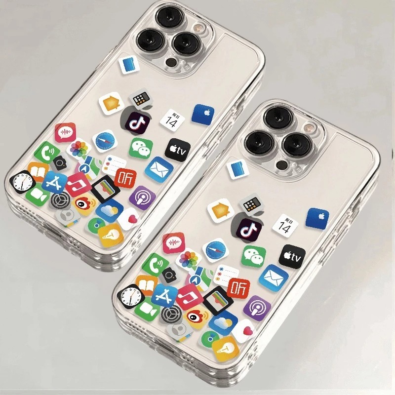 คริสตัลโปร่งใสปลอกโลโก้ App Sosmed Clear สําหรับ Redmi หมายเหตุ 14 4G A5 5A 6A 9T 9A 12C 13C 14C B03