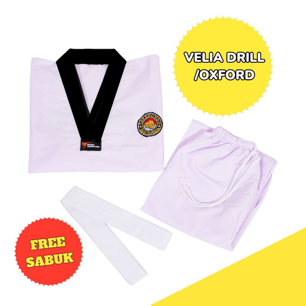 BLACK TAEKWONDO UNIFORM พร้อมเข็มขัดฟรี / ผ้า TAEKWONDO / ศิลปะมาราธอน UNIFORM