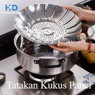 BS Tatakan Kukus Panci Steamer Tray Flexibel Whith Handle Ukuran 15 - 25CM  / Alas Kukus Stainless Steel Lipat Kukusan Serbaguna