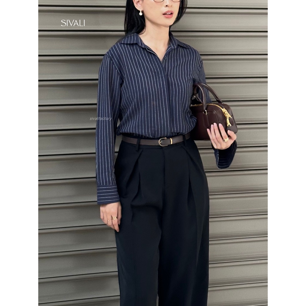 KEMEJA SIVALI Maison Stripes Shirt - เสื้อเชิ้ตลําลองผู้หญิงลายทางแขนยาว - เสื้อเชิ้ตผู้หญิง - 1974