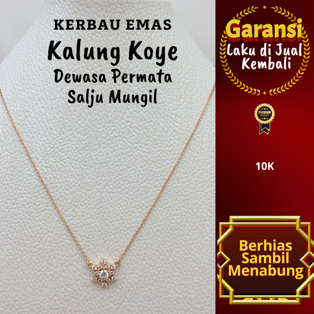 KKD 1003 Gold Buffalo ผู้ใหญ่ Koye สร้อยคอ Tiny Snow Gem 10K ขนาดสี 41 ซม.