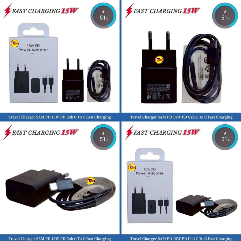 Travel Charger SAM S6 Note 4 5 Micro Usb S8 / S8 Plus / S9 / S9 Plus 25W Type C 15W Type C PD C To C
