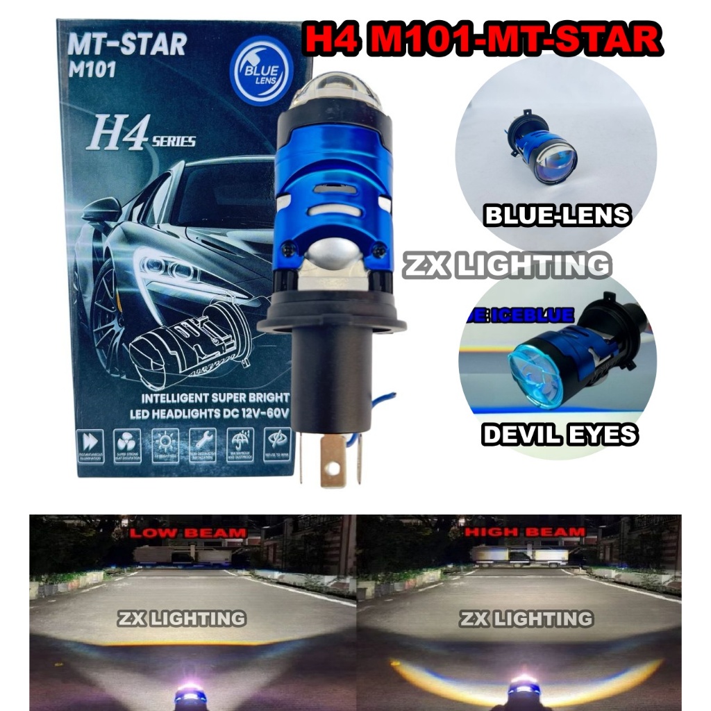 Original h4 MT-Star Mini Bild ไฟหน้า H4 M101 ล่าสุดแบนตัดเลเซอร์ High Beam 46 วัตต์