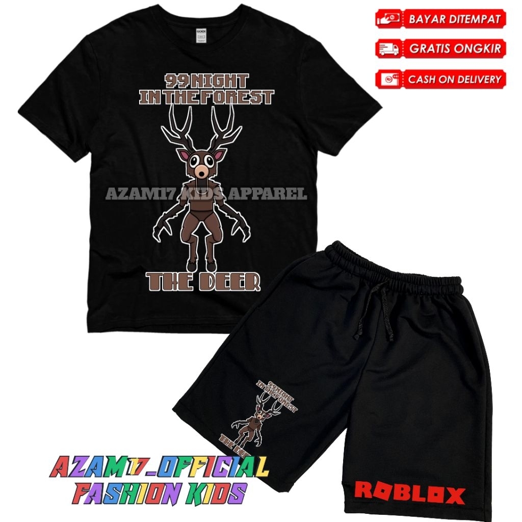 The Deer 99 Night In The Forest เสื้อยืดเด็กและกางเกงขาสั้นชุดชื่อฟรี / Roblox 99 Night In The Fores