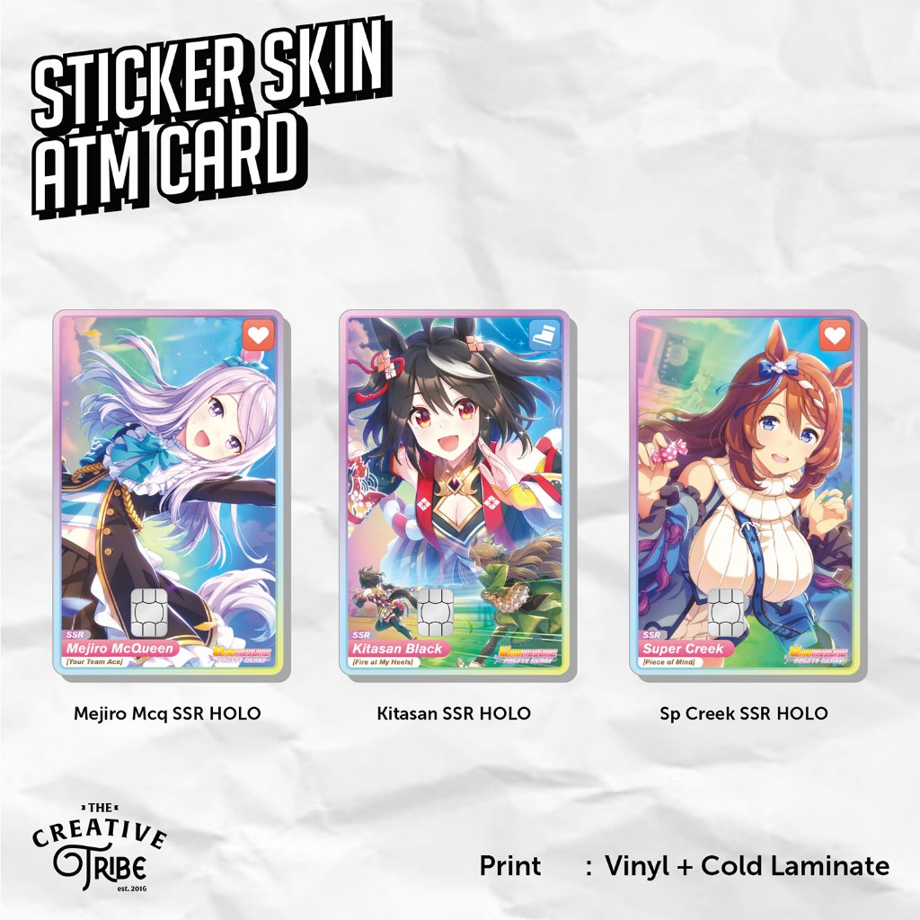 สติ๊กเกอร์สกินการ์ด HOLOGRAM Uma Musume - Vinyl ATM Debit Credit Emoney Flazz Kitasan Sticker