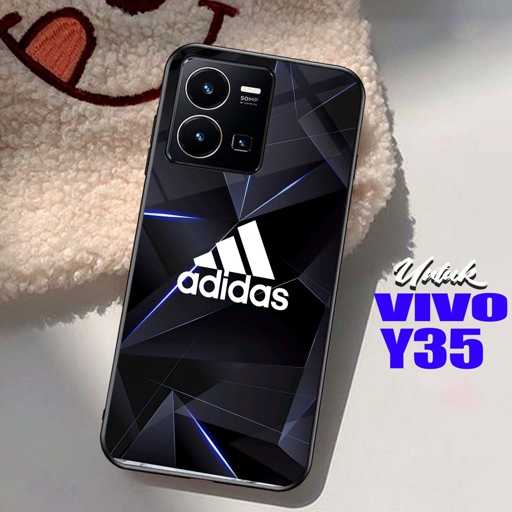 Softcase Glass Shiny Motif [ADIDAS] VIVO Y35 เคสมือถือล่าสุด - ตัวป้องกันโทรศัพท์มือถือ - อุปกรณ์เสร