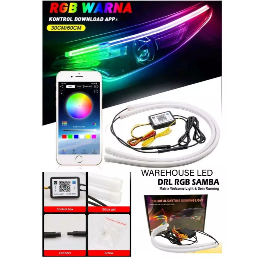 ยืดหยุ่น RGB MATRIX คิ้วไฟ LED WRGB APP ยินดีต้อนรับ LED + RGB Matrix ความยาว 30 & 60 ซม. I1035