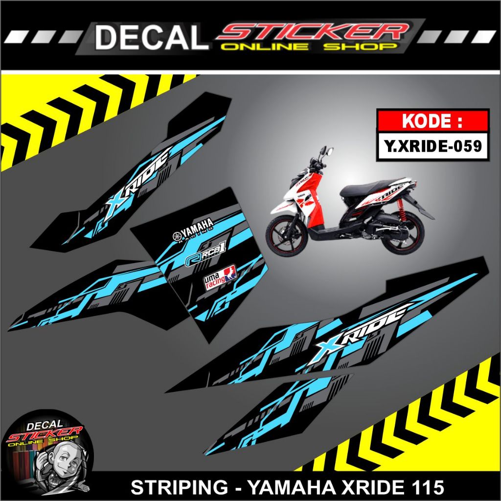 สติ๊กเกอร์มอเตอร์ไซค์ YAMAHA XRIDE 115 | สติ๊กเกอร์พิมพ์ลาย DECAL ANTI-SCRATCH RIGHT AND LEFT STRIPING