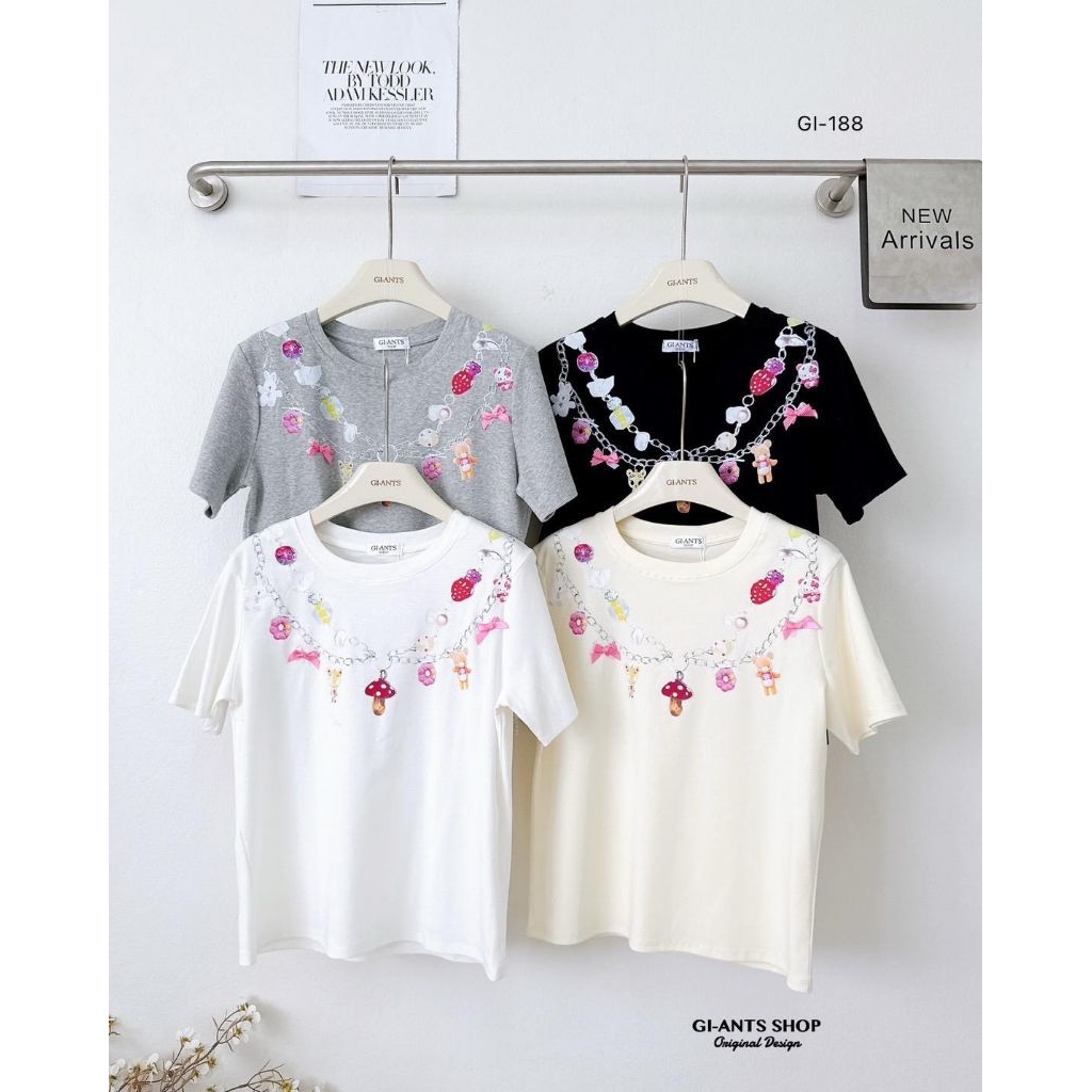 [LC] GI-ANTS GI-188 นําเข้า BKK RIBBON MOTIF เสื้อยืด