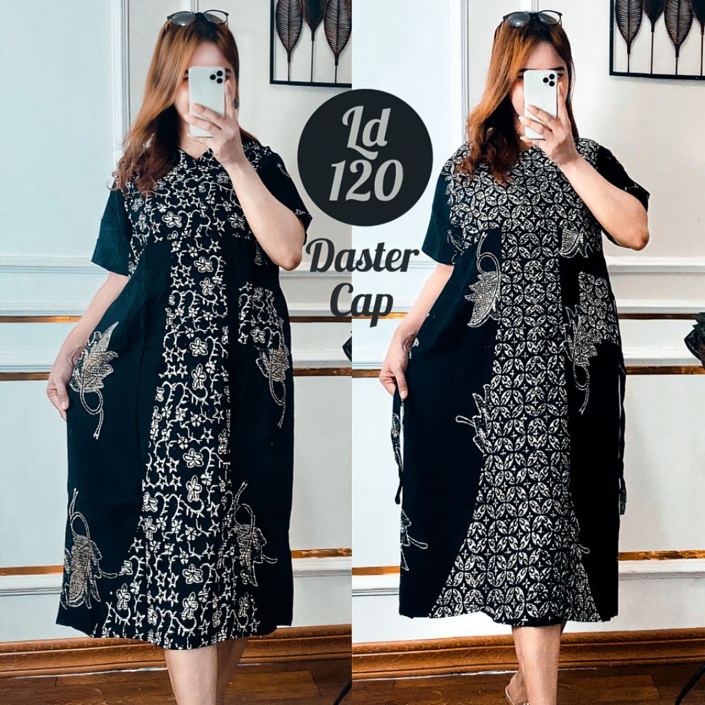 Rayon Santung Night Cap Daster LD:120 สุ่มสีดํา