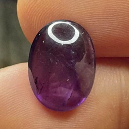 UNGU Natural Amethyst Methyst Dim:est 13.5 x 10 x 5.5m 5.4 Ct Purple Oval Cabochon Clean NTD รหัส A3
