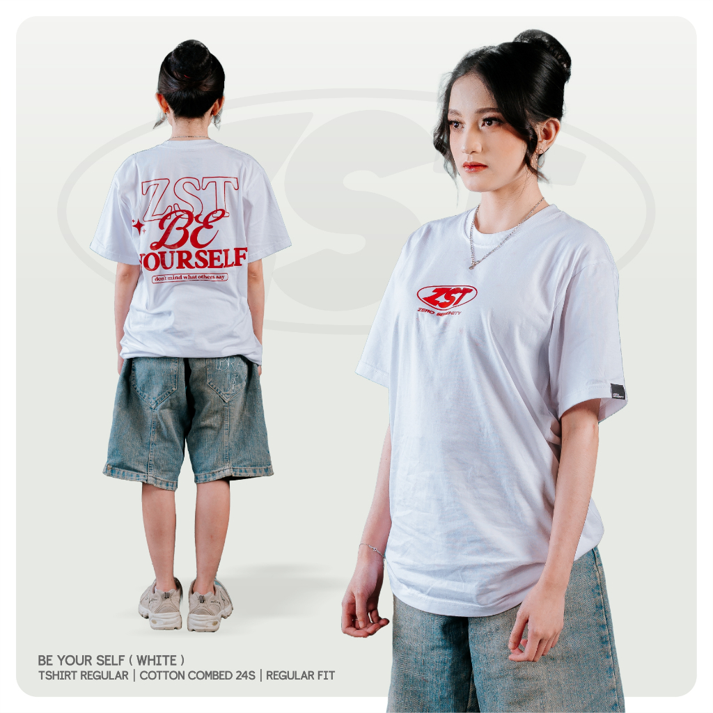 เสื้อยืด Zero Serenity Cotton 24s Regular Fit Be Your Self White | Be Your Self Regular Fit เสื้อยืด