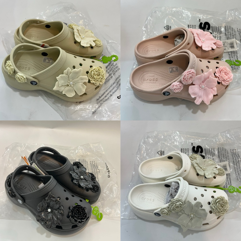 Crocs Classic Platform Clog Flower Woman / Crocs Platform Flower Clog Sandals / Crocs Womens Platfor