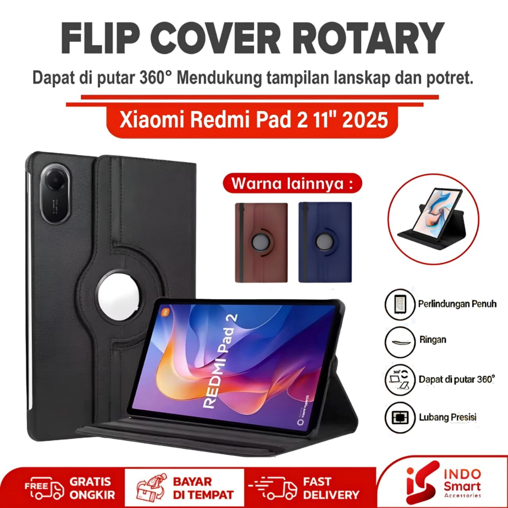 Xiaomi Redmi Pad 2 | เคส Xiaomi Redmi Pad 2 | 11นิ้วพลิกปกปลอกหนังโรตารียืนกรณีแท็บเล็ตแท็บ