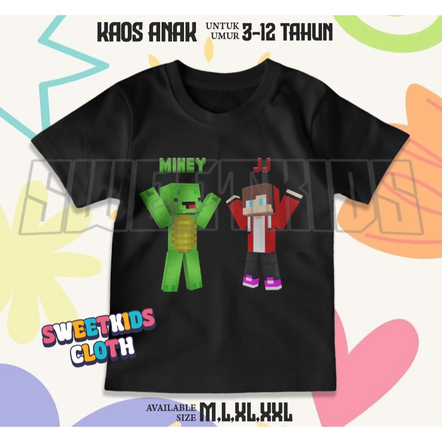 Mikey And Jj Minecraft เสื้อยืดเด็ก / Minecraft Jj และ Mikey Kids Tops อายุ 3-12 ปี