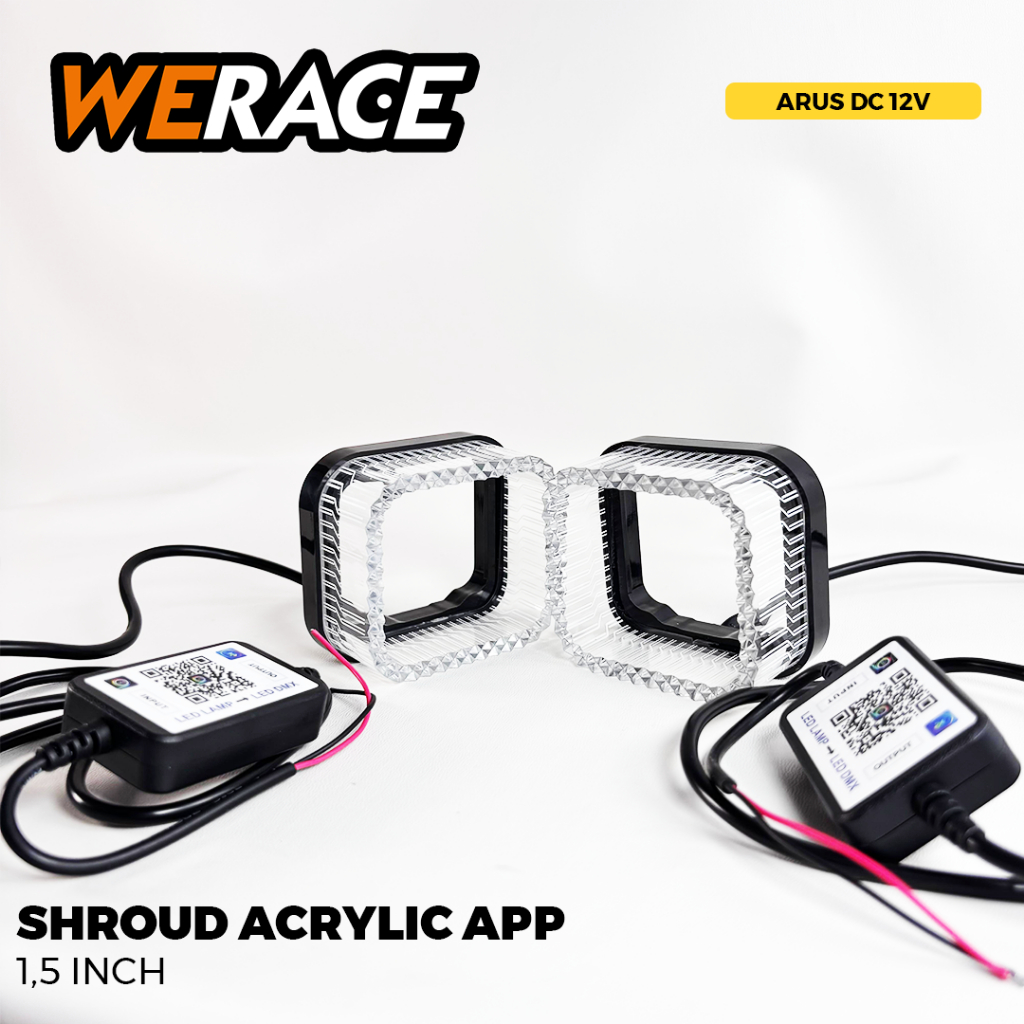WERACE Shroud Box 5D RGB Crystal BMW 1.5 นิ้วอะคริลิคสแควร์พรีเมี่ยมบลูทูธ Apps DC 12V 1 ชุด