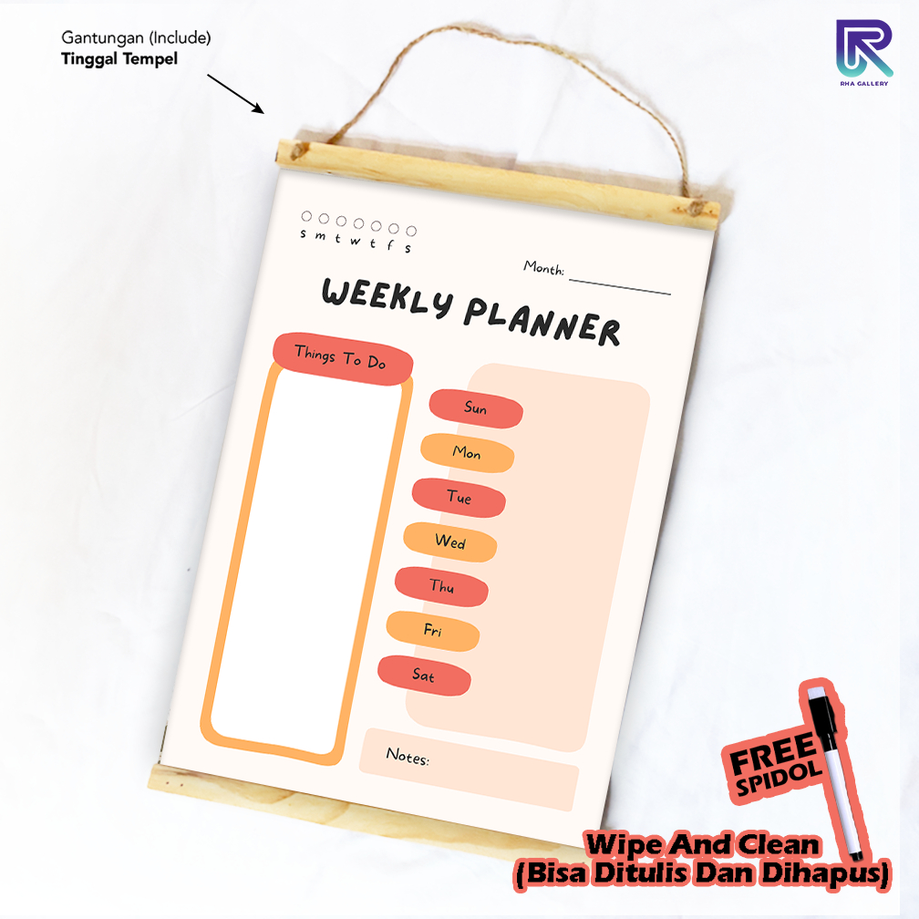 RHA GALLERY Planner Schedule Daily Weekly Schedule เช็ดและทําความสะอาดรายการการเขียนตาราง 32x48 CM
