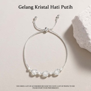 COD Gelang Titanium Perak Wanita Anti Karat Serut Gelang Wanita Yang Dapat Disesuaikan  Berlian Jantung Fashion Korea esthetic Aksesoris Perhiasan Yang Dapat Disesuaikan-Le