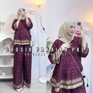 RAFELLA ONESET WANITA SETELAN CELANA MUSLIM RAYON ADEM BUSUI JUMBO MOTIF TERBARU NYAMAN DIPAKAI KEKINIAN