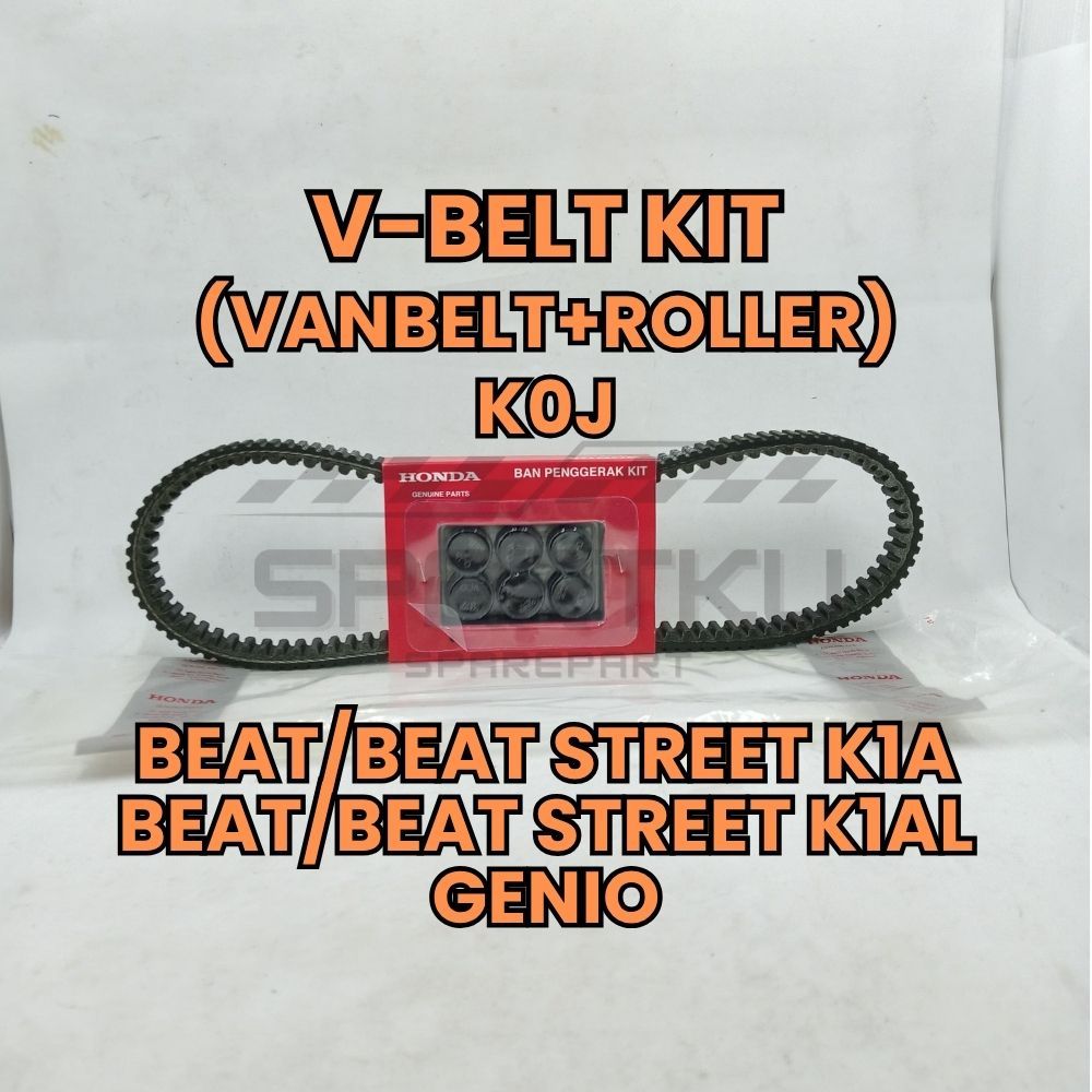 [K0J] VBELT / V-BELT KIT (VANBELT + ROLLER) ORIGINAL HONDA BEAT / BEAT STREET K1A / K1AL / GENIO