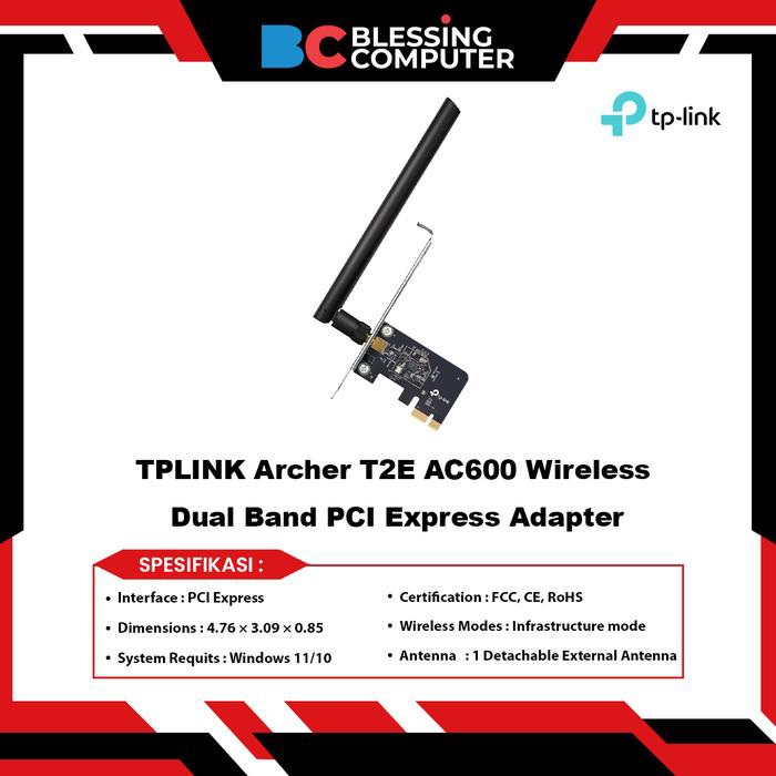 TPLINK Archer T2E AC600 อะแดปเตอร์ PCI Express ดูอัลแบนด์ไร้สาย