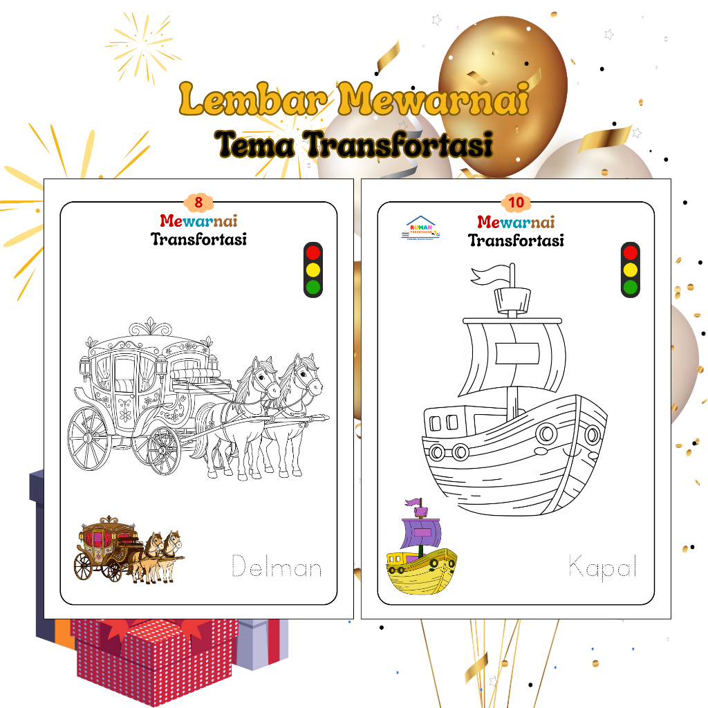 การระบายสี 15 แผ่นของ A5/A4 80 GRAM HVS กระดาษ TRANSFORTATION THEME