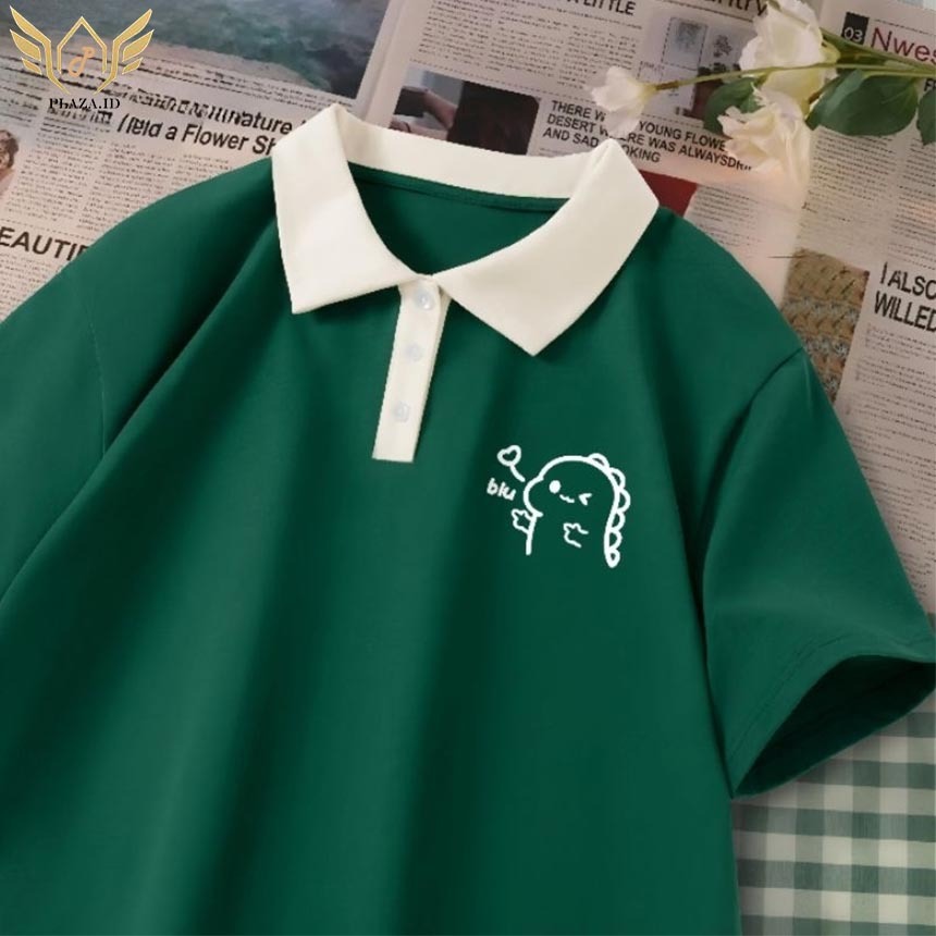 เสื้อโปโลขนาดใหญ่ (M - 6XL) Jumbo DINO LOVE SMILE Simple Polo Shirt Unisex ML XL XXL 3XL 4XL 5XL 6L 