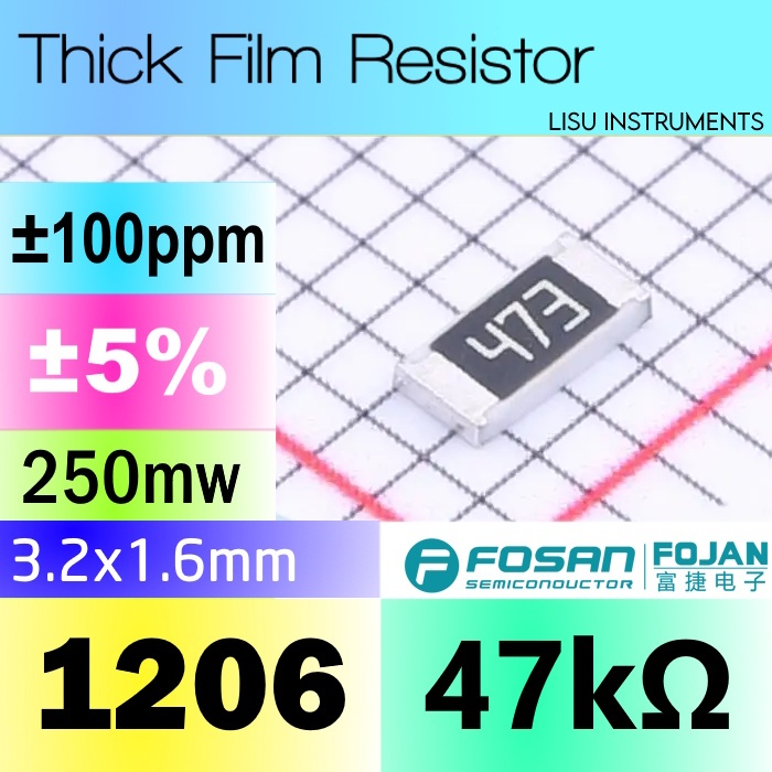 47k 1206 ±5% ตัวต้านทานหนา SMD 47kΩ 473 FRC1206J473 TS FOJAN
