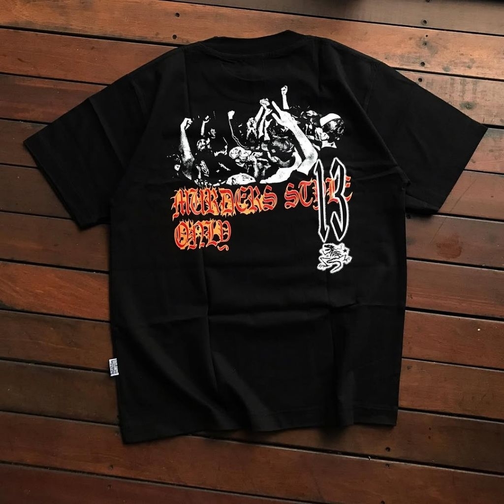 NEVER KNOCK OUT - MURDERS STYLE ONLY TSHIRT สีดํา