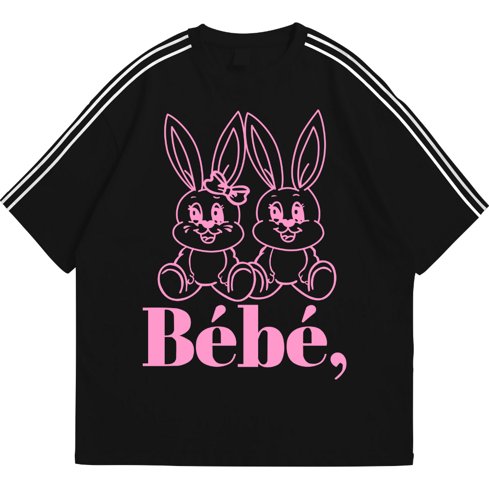 Lover Shop Womens Striped BEBE Oversize Short Sleeve Korean Style T-Shirt Top