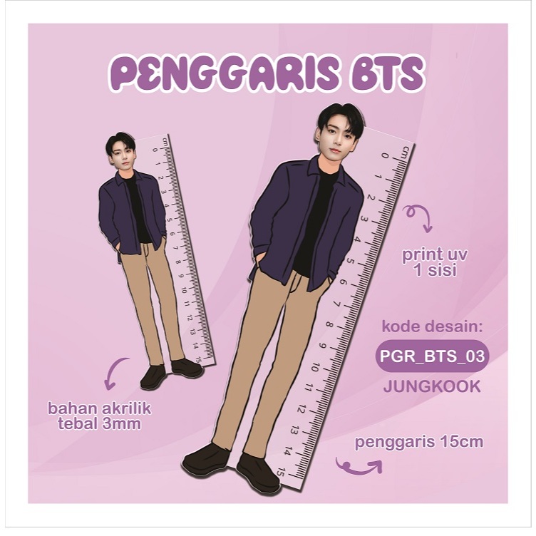 UNIQUE VIRAL CUTE RULER - KPOP ACRYLIC RULER - BTS Group ALL MEMBERS - รหัส PGR_BTS