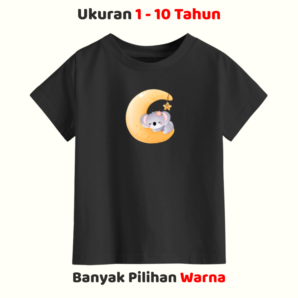 เสื้อยืดแขนสั้น U Nisex Koala Sleeping Time สําหรับเด็กชายและเด็กหญิงอายุ 1-10 ปี