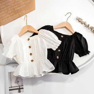 Baju Atasan Anak Perempuan Sabrina Kerut Umur 1 - 8 Tahun | Blouse Airflow Style Anak Lengan Pendek