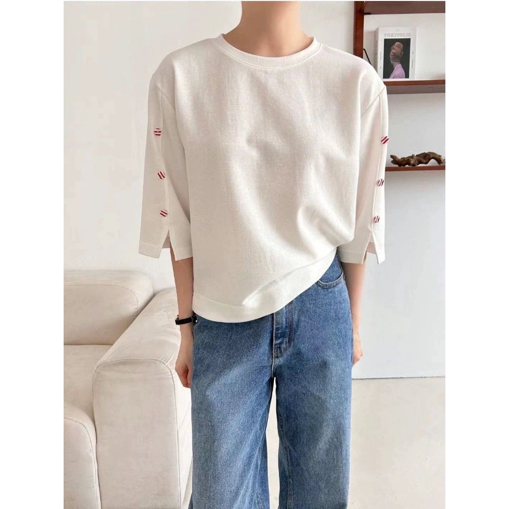 [LC] CHOM 555 OVERSIZED BUTTON SLEEVE T-SHIRT IMPORTED BKK