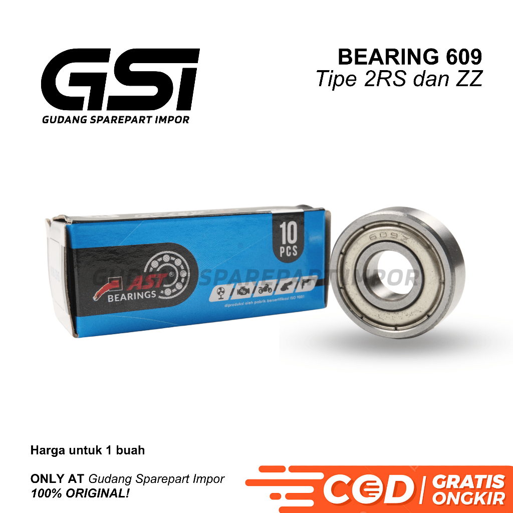 AST Bearing 609 2RS / 609ZZ Laker Laher