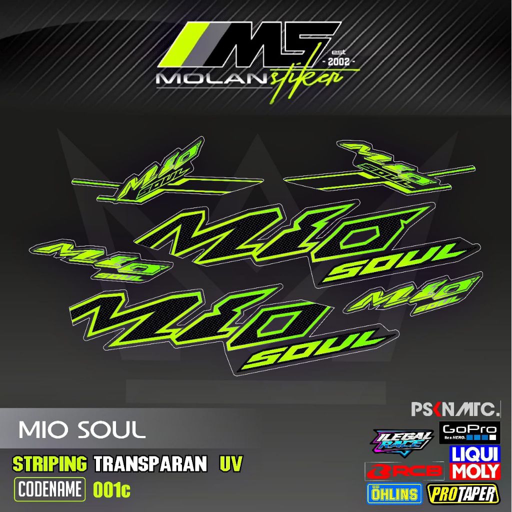 HIJAU Decal สติกเกอร์ Striping Variations โปร่งใส Uv Mio Soul Karbu 2006-2012 Mio Soul 115 Mio Soul 
