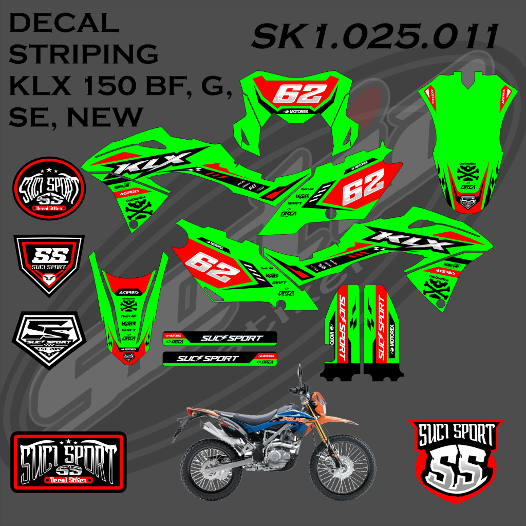 สติ๊กเกอร์แถบรูปลอก KLX 150 L, BF, G, SE, New, Kawasaki 2015-2022 (SK1.025.011)