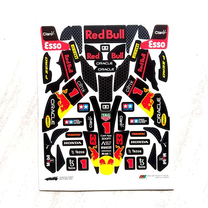 Shadow Shark Sticker - Red Bull - Black Body 1 - Vinyl Lam. มันเงา