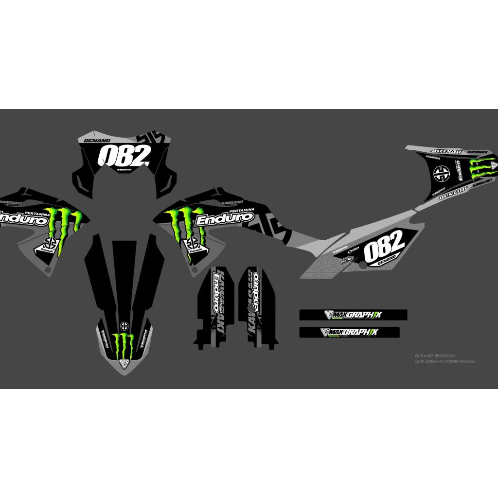 สติ๊กเกอร์รูปลอก KLX BF 150 ดีไซน์ใหม่ล่าสุด Black White One One Nine D-A3-88 D-A3-239 D-A3-832