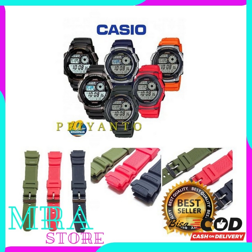 Casio AE 1000 Ae1000 AE-1000 W-218H AE 1200 AE 1300 สายนาฬิกา Bonus Pen