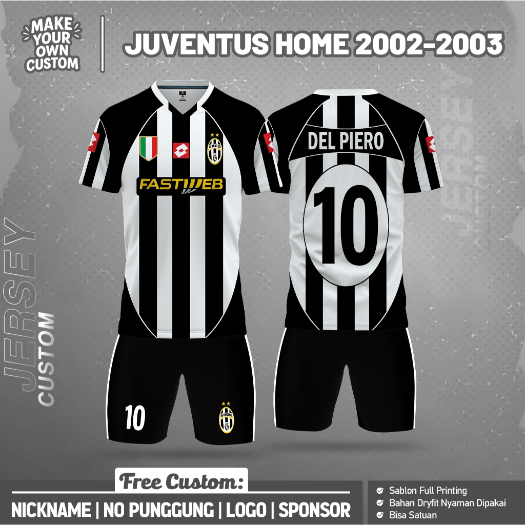 JUVENTUS HOME 2002-2003 SHORT FOOTBALL JERSEY ฟรีที่กําหนดเองชื่อและด้านหลังหมายเลขการพิมพ์เต็มรูปแบ