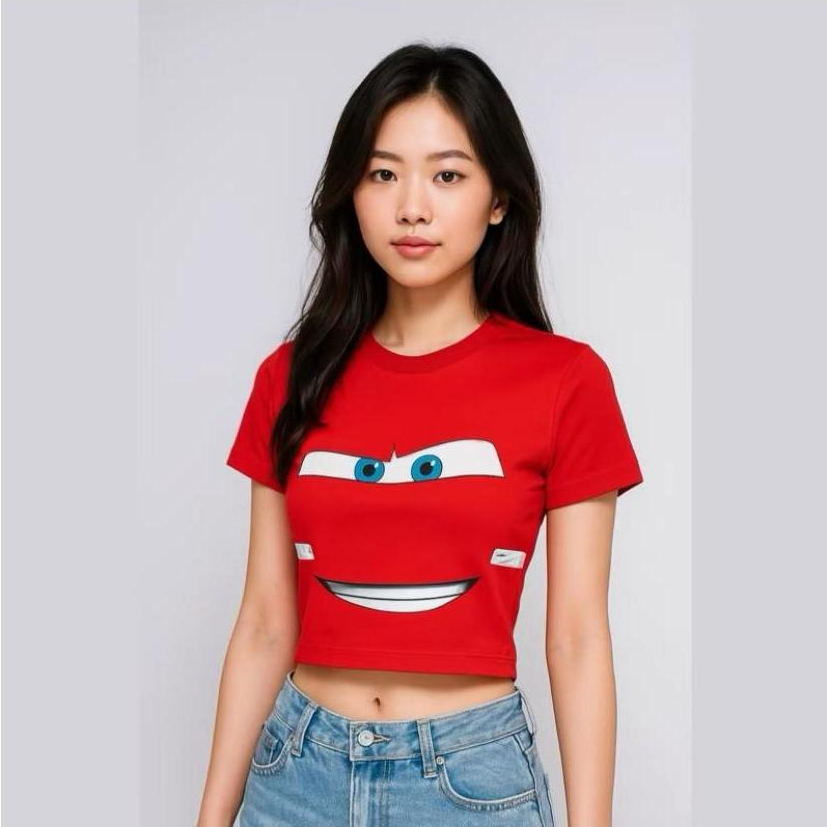 KATUN เสื้อครอปแขนสั้นผู้หญิง ผ้าฝ้ายหวี 30s Cool McQueen Motif