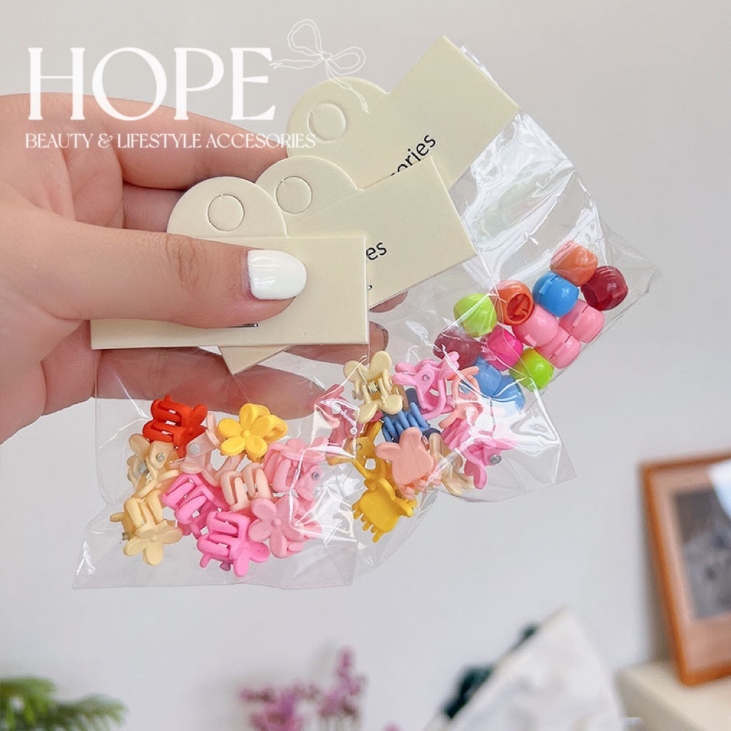HOPE - 8 ชิ้น / ชุด MINI PASTEL MATTE DOFF KOREAN FASHION CHILDRENS HAIR CLIPS / CHARACTER CHILDRENS