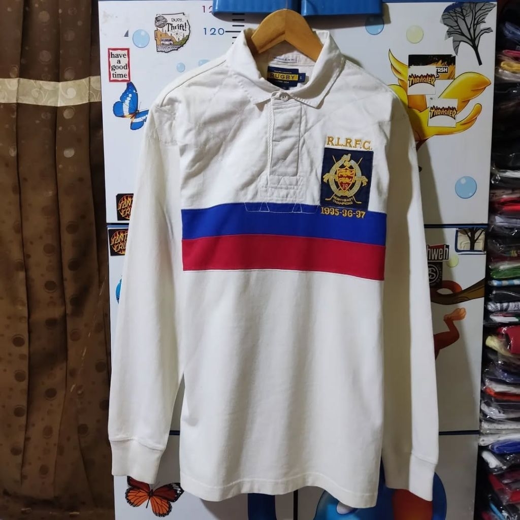 เสื้อโปโลแขนยาว RALPH LAUREN Rugby Vintage 2004 ตะวันออกเฉียงเหนือ Champion Size L